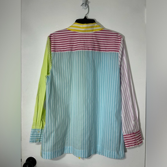 Staud NWT Martha Multicolor Mixed Stripe Stretch Cotton Button-up Shirt Size M - Picture 10 of 12